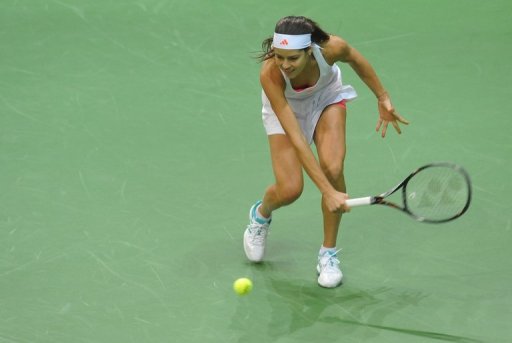 Ana Ivanovic slammed the ground in frustration several times during the match Ana Ivanovic slammed the ground in frustration several times during the match