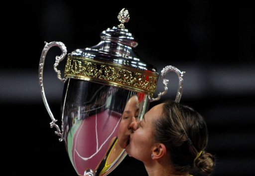 Nadia Petrova of Russia kisses her trophy after beating Caroline Wozniacki of Denmark Nadia Petrova of Russia kisses her trophy after beating Caroline Wozniacki of Denmark
