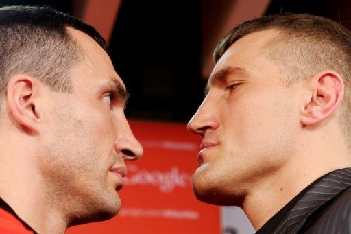 It is the first time in his careeer that Wladimir Klitschko (left) has had to look up at his opponent It is the first time in his careeer that Wladimir Klitschko (left) has had to look up at his opponent