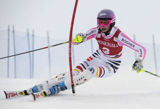 Maria Hoefl-Riesch during the first run of women's slalom in Levi, Finland Maria Hoefl-Riesch during the first run of women's slalom in Levi, Finland
