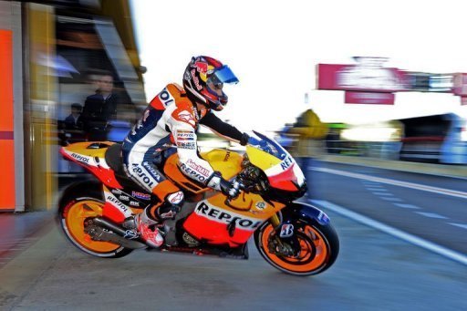 Dani Pedrosa sets off for his free practice session for the Valencia MotoGP Dani Pedrosa sets off for his free practice session for the Valencia MotoGP