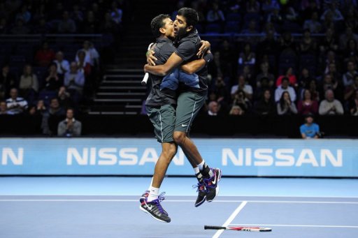 Bhupathi (left) admitted it was an emotional victory Bhupathi (left) admitted it was an emotional victory