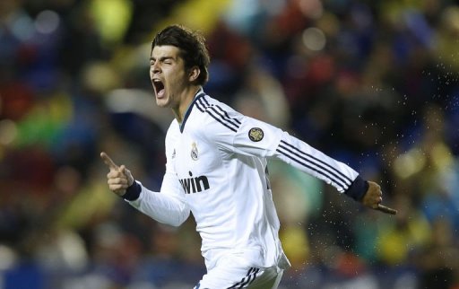 Real Madrid's Alvaro Morata celebrates after scoring Real Madrid's Alvaro Morata celebrates after scoring