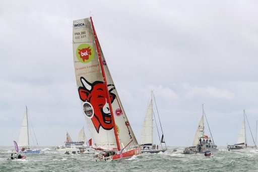 French skipper Kito de Pavant takes the start of the 7th edition of the Vendee Globe on board his monohull French skipper Kito de Pavant takes the start of the 7th edition of the Vendee Globe on board his monohull