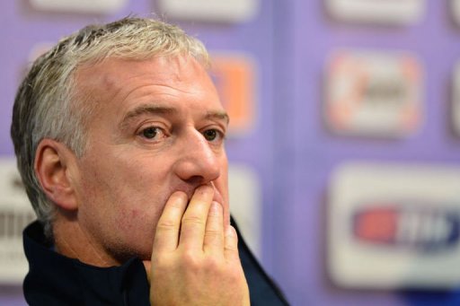 France's coach Didier Deschamps attends a press conference at Tardini Stadium France's coach Didier Deschamps attends a press conference at Tardini Stadium