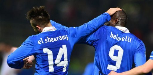 Italy's Stephan El Shaarawy (L) celebrates after scoring with Mario Balotelli Italy's Stephan El Shaarawy (L) celebrates after scoring with Mario Balotelli