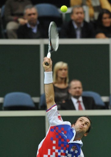 Radek Stepanek of Czech Republic serves a ball Radek Stepanek of Czech Republic serves a ball