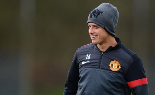Manchester United's Javier Hernandez attends a training session at the Carrington training complex Manchester United's Javier Hernandez attends a training session at the Carrington training complex
