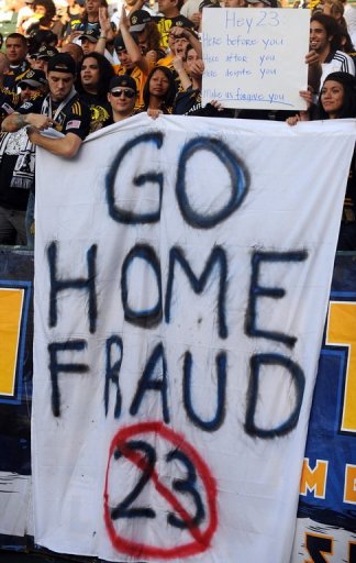 LA fans displayed their dislike of David Beckham with signs at games that said LA fans displayed their dislike of David Beckham with signs at games that said