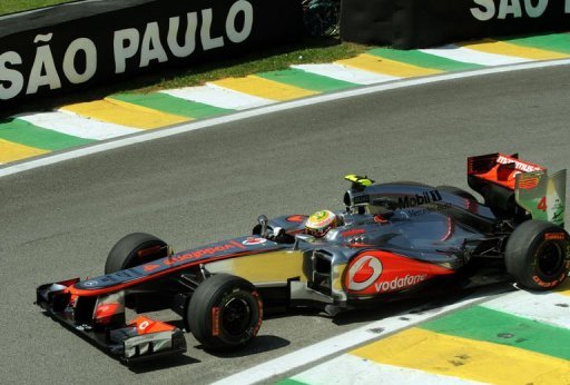 British Formula One driver Lewis Hamilton powers his McLaren during free practice at Interlagos in Sao Paulo, Brazil British Formula One driver Lewis Hamilton powers his McLaren during free practice at Interlagos in Sao Paulo, Brazil