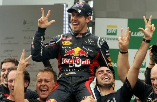 Sebastian Vettel's 6th-placed finish in the Brazilian GP allowed him to become the sport's youngest three-time champion Sebastian Vettel's 6th-placed finish in the Brazilian GP allowed him to become the sport's youngest three-time champion