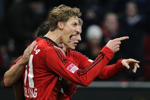 Stefan Kiessling (L) scored Leverkusen's winner in the 37th minute Stefan Kiessling (L) scored Leverkusen's winner in the 37th minute