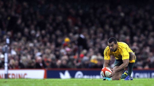 Australia's fly half Kurtley Beale lines up a penalty kick Australia's fly half Kurtley Beale lines up a penalty kick