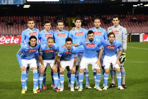 Napoli's players pose prior the UEFA Europa league Group F football match SSC Napoli vs PSV Eindhoven on December 6 Napoli's players pose prior the UEFA Europa league Group F football match SSC Napoli vs PSV Eindhoven on December 6