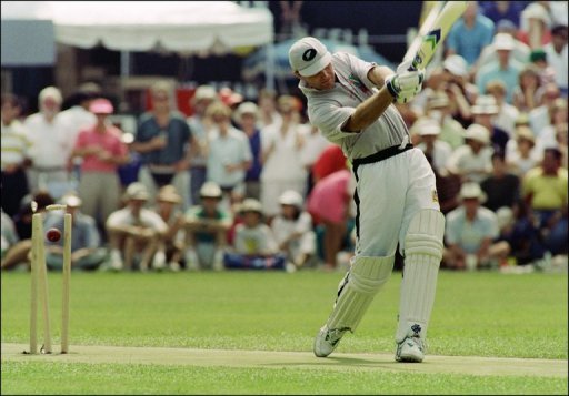 Martin Crowe is bowled for a duck at the Hong Kong International Cricket Sixes on October 4, 1992 Martin Crowe is bowled for a duck at the Hong Kong International Cricket Sixes on October 4, 1992