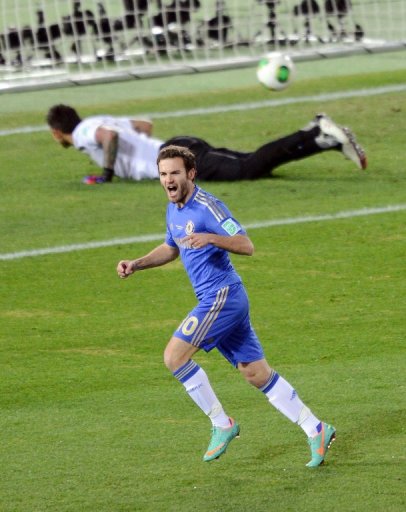 Juan Mata cheers after scoring for Chelsea in a Club World Cup semi-final in Yokohama on December 13, 2012. Juan Mata cheers after scoring for Chelsea in a Club World Cup semi-final in Yokohama on December 13, 2012.