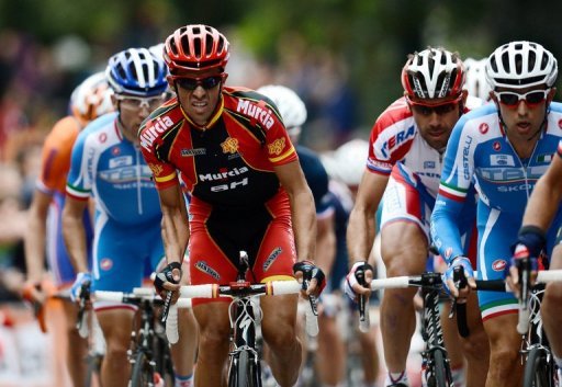 Alberto Contador (in red) rides in the Road Race World Championships on September 23, 2012 in Valkenburg, Netherlands Alberto Contador (in red) rides in the Road Race World Championships on September 23, 2012 in Valkenburg, Netherlands