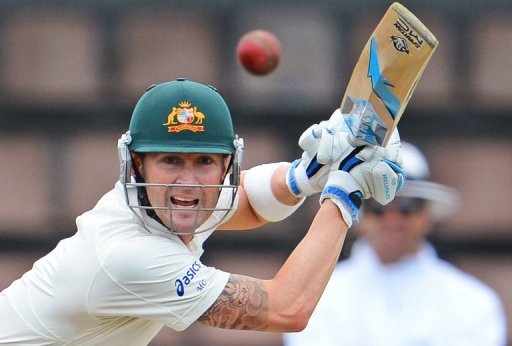 Michael Clarke drives a ball from the Sri Lankan bowling in the first Test in Hobart on December 14, 2012 Michael Clarke drives a ball from the Sri Lankan bowling in the first Test in Hobart on December 14, 2012