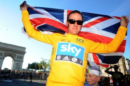 Bradley Wiggins and his son at the Arc de Triomphe on July 22, 2012 after Wiggins won the Tour de France Bradley Wiggins and his son at the Arc de Triomphe on July 22, 2012 after Wiggins won the Tour de France