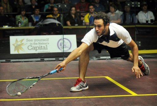 Ramy Ashour plays in Canberra on August 19, 2012 Ramy Ashour plays in Canberra on August 19, 2012