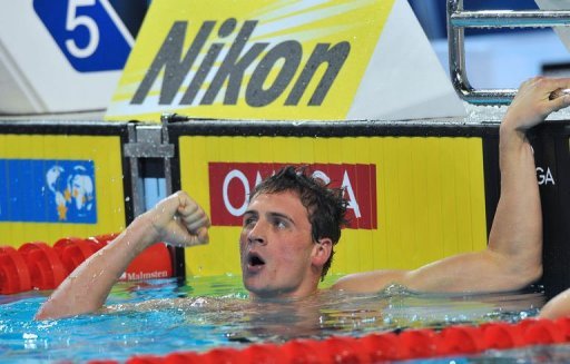 Ryan Lochte of the US reacts after winning the men's 200m individual medley on December 14, 2012 Ryan Lochte of the US reacts after winning the men's 200m individual medley on December 14, 2012