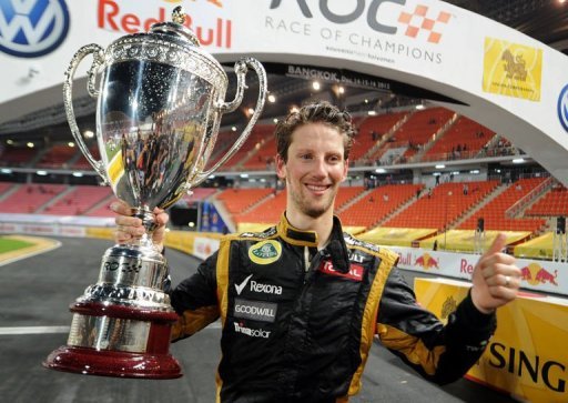Romain Grosjean, pictured December 16, 2012, bested Sebastian Vettel and Michael Schumacher Romain Grosjean, pictured December 16, 2012, bested Sebastian Vettel and Michael Schumacher