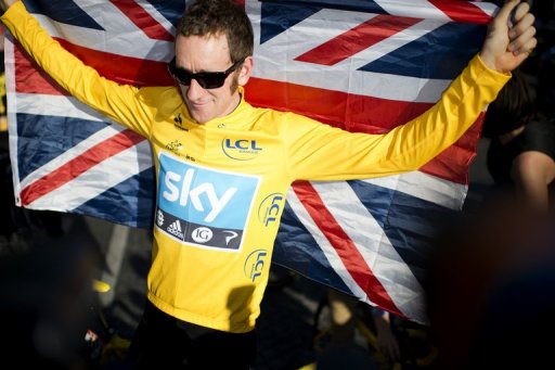 Bradley Wiggins celebrates his win in the 2012 Tour de France, in Paris, on July 22, 2012. Bradley Wiggins celebrates his win in the 2012 Tour de France, in Paris, on July 22, 2012.