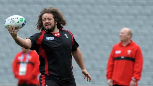 Wales' prop Adam Jones at Eden Park in Auckland on October 14, 2011. Wales' prop Adam Jones at Eden Park in Auckland on October 14, 2011.