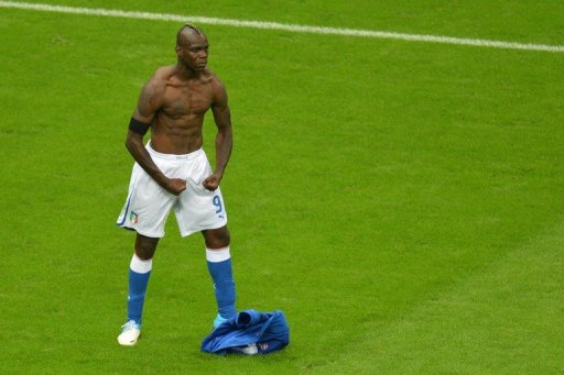 Italian forward Mario Balotelli at the Euro 2012 football championships on June 28, 2012 in Warsaw, Poland Italian forward Mario Balotelli at the Euro 2012 football championships on June 28, 2012 in Warsaw, Poland