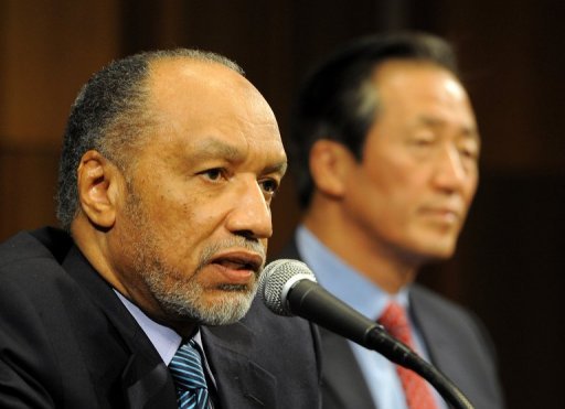 Mohamed Bin Hammam (left), former president of the Asian Football Confederation in Seoul, Korea, on April 5, 2011. Mohamed Bin Hammam (left), former president of the Asian Football Confederation in Seoul, Korea, on April 5, 2011.