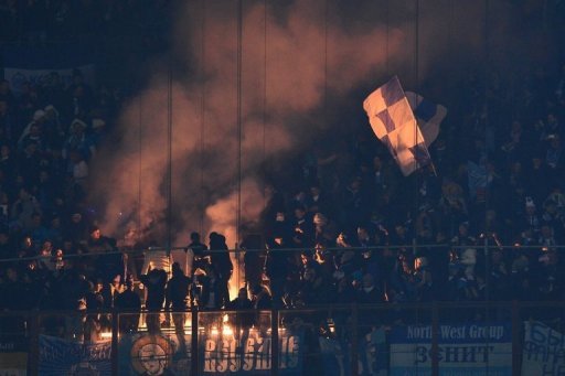 FC Zenit's supporters on December 4, 2012 at the San Siro Stadium, Milan FC Zenit's supporters on December 4, 2012 at the San Siro Stadium, Milan