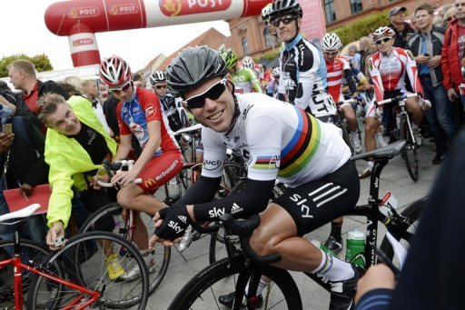 Mark Cavendish at the start of the first stage of the Tour of Denmark stage race on August 22, 2012 Mark Cavendish at the start of the first stage of the Tour of Denmark stage race on August 22, 2012