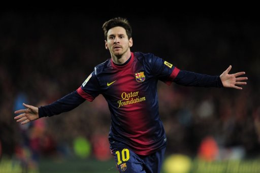 Barcelona forward Lionel Messi celebrates after scoring against Atletico de Madrid on December 16 Barcelona forward Lionel Messi celebrates after scoring against Atletico de Madrid on December 16