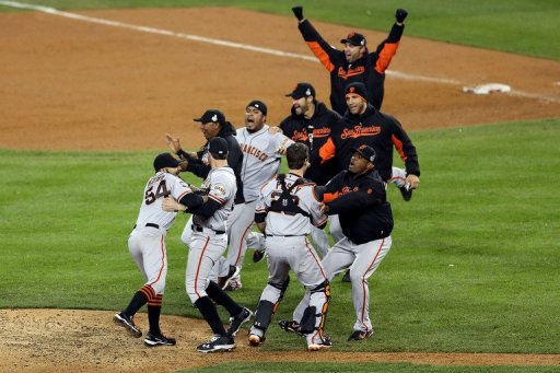 Sergio Romo of the Giants celebrates after striking out Miguel Cabrera of the Tigers on October 28, 2012 Sergio Romo of the Giants celebrates after striking out Miguel Cabrera of the Tigers on October 28, 2012