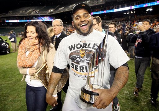 Pablo Sandoval of the San Francisco Giants celebrates with the Most Valuable Player trophy on October 28, 2012 Pablo Sandoval of the San Francisco Giants celebrates with the Most Valuable Player trophy on October 28, 2012