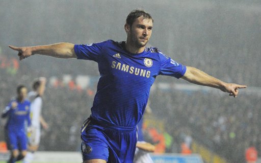 Branislav Ivanovic celebrates after scoring Chelsea's second goal against Leeds at Elland Road on December 19, 2012 Branislav Ivanovic celebrates after scoring Chelsea's second goal against Leeds at Elland Road on December 19, 2012