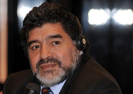 Argentine football legend Diego Maradona holds a press conference in Dubai late on September 2, 2012 Argentine football legend Diego Maradona holds a press conference in Dubai late on September 2, 2012