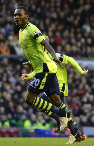 Aston Villa forward Christian Benteke celebrates after scoring during a Premier League match on December 15, 2012 Aston Villa forward Christian Benteke celebrates after scoring during a Premier League match on December 15, 2012