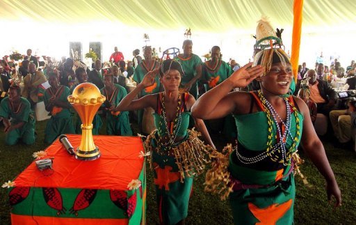 Dancers welcome home Zambia's national football team on February 14, 2012 in Lusaka Dancers welcome home Zambia's national football team on February 14, 2012 in Lusaka