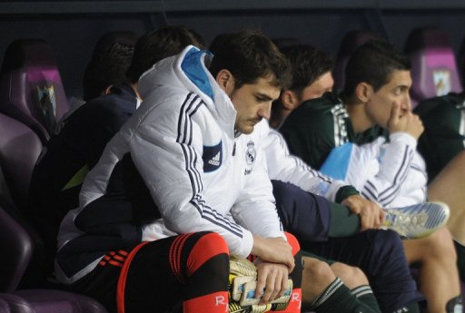 Real Madrid's Iker Casillas reacts during the match Malaga vs Real Madrid at the Rosaleda stadium on December 22, 2012 Real Madrid's Iker Casillas reacts during the match Malaga vs Real Madrid at the Rosaleda stadium on December 22, 2012