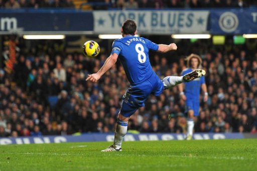 Chelsea's Frank Lampard shoots during the match between Chelsea and Aston Villa in London, on December 23, 2012 Chelsea's Frank Lampard shoots during the match between Chelsea and Aston Villa in London, on December 23, 2012