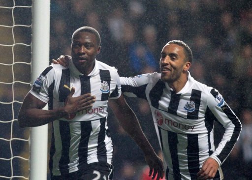 Shola Ameobi (L) celebrates scoring the winning goal for Newcastle against QPR on December 22, 2012 Shola Ameobi (L) celebrates scoring the winning goal for Newcastle against QPR on December 22, 2012