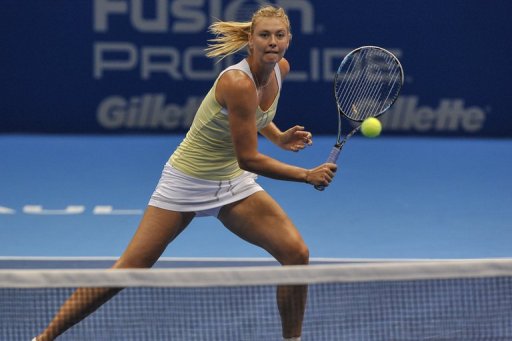 Russian tennis player Maria Sharapova during an exhibition match in Sao Paulo, Brazil, on December 7, 2012 Russian tennis player Maria Sharapova during an exhibition match in Sao Paulo, Brazil, on December 7, 2012