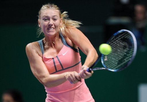 Maria Sharapova of Russia plays a shot during the WTA Championships in Istanbul on October 26, 2012 Maria Sharapova of Russia plays a shot during the WTA Championships in Istanbul on October 26, 2012