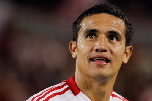 Tim Cahill smiles after helping the New York Red Bulls defeat the Columbus Crew in New Jersey on September 15, 2012 Tim Cahill smiles after helping the New York Red Bulls defeat the Columbus Crew in New Jersey on September 15, 2012