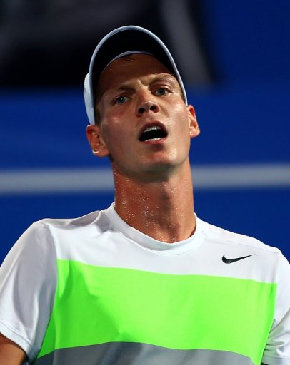 Tomas Berdych in action at the Mubadala World Tennis Championships in Abu Dhabi on December 27, 2012 Tomas Berdych in action at the Mubadala World Tennis Championships in Abu Dhabi on December 27, 2012