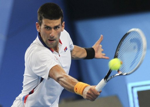 Novak Djokovic plays Andreas Seppi on day three of the Hopman Cup tennis tournament in Perth on December 31, 2012 Novak Djokovic plays Andreas Seppi on day three of the Hopman Cup tennis tournament in Perth on December 31, 2012