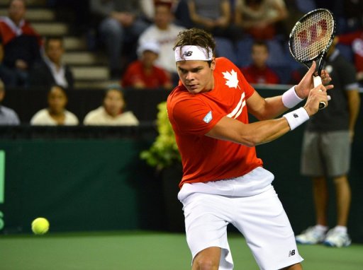 Canada's Milos Raonic is pictured on February 3, 2013 during a Davis Cup match in Vancouver Canada's Milos Raonic is pictured on February 3, 2013 during a Davis Cup match in Vancouver