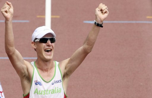 Australian race walker Nathan Deakes, pictured in Osaka, Japan, on on September 1, 2007 Australian race walker Nathan Deakes, pictured in Osaka, Japan, on on September 1, 2007