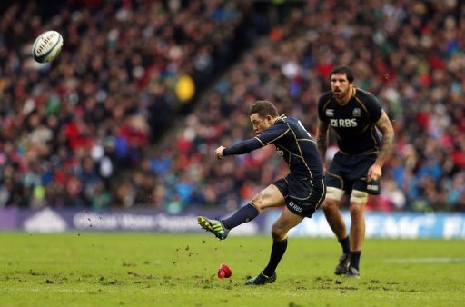 Scotland's Greig Laidlaw kicks a penalty during the Six Nations match against Ireland in Edinburgh on February 24, 2013 Scotland's Greig Laidlaw kicks a penalty during the Six Nations match against Ireland in Edinburgh on February 24, 2013